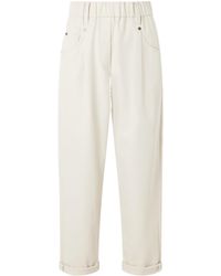 Brunello Cucinelli - Elasticated Waistband Cropped Pants - Lyst