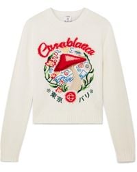 CASABLANCA - Mushroom-Embroidered Crew-Neck Sweater - Lyst