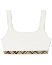 Burberry - Samphire Check Crop Beachwear - Lyst