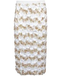 P.A.R.O.S.H. - Floral Sequin Midi Skirt - Lyst
