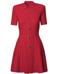 Balmain - Ribbed-Knit Flared Minidress - Lyst