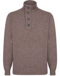 Barbour - High-Neck Half Buttoned Knit Jumper - Lyst