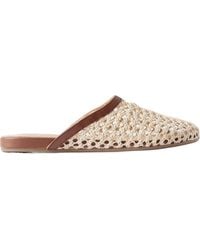 Ancient Greek Sandals - The Slipper Leather-Trimmed Raffia Mules - Lyst
