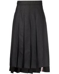 Thom Browne - High-Waist Pleated Midi Skirt - Lyst