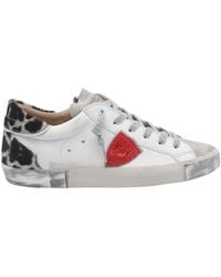 Philippe Model - Prsx Bicolour Low-Top Calfskin Trainers With Shield Logo - Lyst