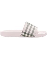 Burberry - Checked Rubber Slide Sandals - Lyst