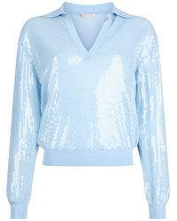 Liu Jo - Sequined V-Neck Knitted Sweater - Lyst