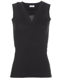 Brunello Cucinelli - Ribbed Hem V-Neck Top - Lyst