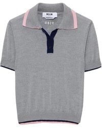 MSGM - Contrast Trim Polo Knitted Top - Lyst
