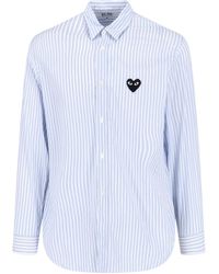 COMME DES GARÇONS PLAY - Heart-Patch Striped Shirt - Lyst
