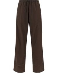 Yves Salomon - Leather Trim Wide-Leg Pants - Lyst
