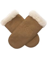 UGG - Embroidered-Logo Shearling Mittens - Lyst