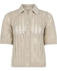 Eleventy - Open-Knit Short-Sleeve Cardigan - Lyst