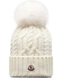 Moncler - Wool Cashmere Blend Beanie With Pom Pom - Lyst