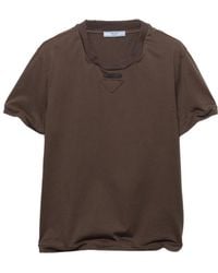 Prada - Triangle-Logo Crew-Neck T-Shirt - Lyst