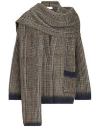 Brunello Cucinelli - Mohair And Wool Prince Of Wales Double-Knit Outerwear Jacket With Scarf - Lyst