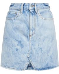 Alessandra Rich - Logo Patch High Waisted Denim Skirt - Lyst