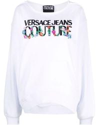 Versace Jeans Couture - Embroidered-Logo Long-Sleeve Sweatshirt - Lyst