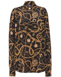 Balmain - Printed Silk Shirt With Chains Pattern - Lyst