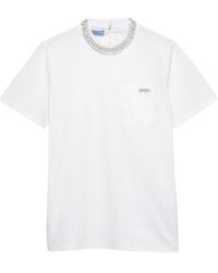 Prada - Embellished Crewneck T-Shirt - Lyst