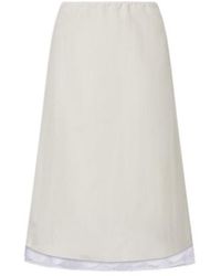 Magda Butrym - Lace-Trimmed Silk-Blend Midi Skirt - Lyst
