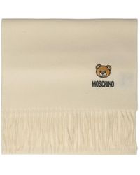 Moschino - Teddy Logo Fringed Scarf - Lyst