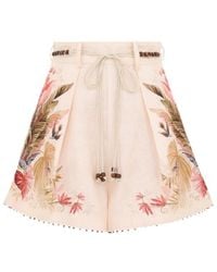 Zimmermann - Ascension Tuck Palm Floral Printed Shorts - Lyst