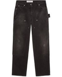 Golden Goose - Distressed Cotton Jeans With Front Patches - Lyst