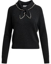Essentiel Antwerp - Faux Pearl-Embellished Tie-Detail Sweater - Lyst