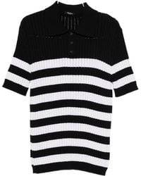 Balmain - Stripe Patterned Short-Sleeve Knit Polo Shirt - Lyst