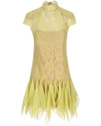 Valentino - Lace Handkerchief-Hem Short-Sleeved Mini Dress - Lyst
