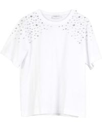 Marella - T-Shirt With Decorative Rhinestones - Lyst