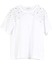 Marella - T-Shirt With Decorative Rhinestones - Lyst