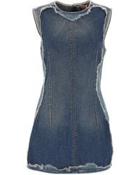 Acne Studios - Raw Cut Edge Denim Mini Dress - Lyst