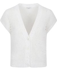 Peserico - Sequinned Short-Sleeve Cardigan - Lyst