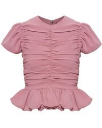 ROTATE BIRGER CHRISTENSEN - Ruched Puff-Sleeve Blouse - Lyst