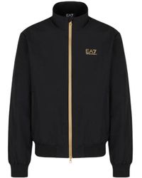 EA7 - Logo Printed Zipped Jacket - Lyst