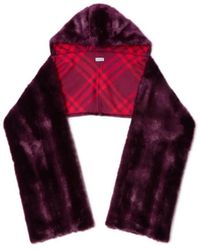 Burberry - Faux-Fur Hooded Wraparound Scarf - Lyst