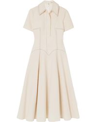 Emilia Wickstead - Paneled Topstitched Denim Midi Dress - Lyst