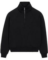 Ami Paris - Cotton Zipped Sweatshirt With Embossed Ami De Coeur - Lyst