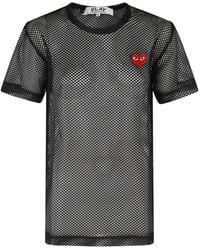 COMME DES GARÇONS PLAY - Comme Des Garçons Play Heart Patch Mesh T-Shirt - Lyst