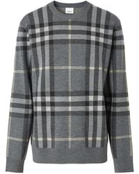 Burberry - Check-Pattern Wool-Silk Jumper - Lyst