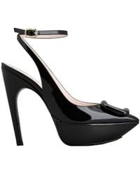 Roger Vivier - Viv' Choc Lacquered Buckle Slingback Pumps - Lyst