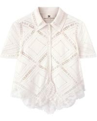 Ermanno Scervino - Short-Sleeve Knit Shirt With Valenciennes Lace - Lyst