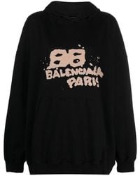 Balenciaga - Hoodie Hand Drawn Bb Icon Large Fit - Lyst