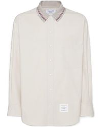 Thom Browne - Rwb Striped Curved Hem Shirt - Lyst