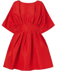 Carolina Herrera - Pleated Silk-Faille Mini Dress - Lyst