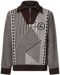 MM6 by Maison Margiela - Logo Intarsia Zip-Neck Jumper - Lyst