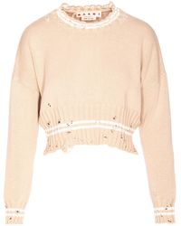 Marni - Distressed Crewneck Knitted Jumper - Lyst