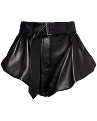 Magda Butrym - Belted High-Rise Leather Micro Shorts - Lyst